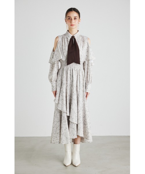 rienda(リエンダ)の「オープンショルダーフリルボウタイワンピース(ワンピース・レディース・ブラック系その他/ブルー/ベージュ系その他/ブラウン・SMALL/MEDIUM)」の20枚目の写真