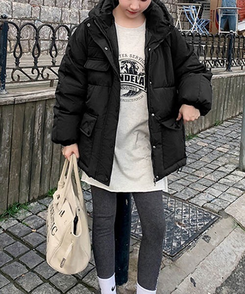 gossip!ロサンゼルス(ゴシップロサンゼルス)の「ダウンフードブルゾン(ダウンジャケット/コート・レディース・ブラック/アイボリー・FREE)」の11枚目の写真