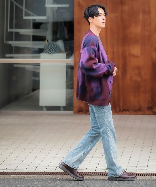 improves（インプローブス）の「【improves】アーガイルライク 幾何学模様 モヘアタッチ カーディガン（カーディガン/ボレロ・メンズ・グレイッシュブルー/パープル/イエロー・LARGE/MEDIUM）」の13枚目の写真