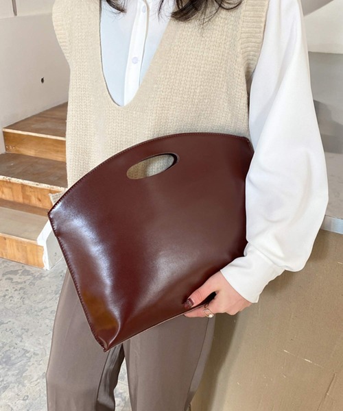 shopnikoniko(ショップニコニコ)の「ハンドル付き クラッチバッグ(クラッチバッグ・レディース・ブラウン/ベージュ/ワイン/ブラック・フリー)」の4枚目の写真