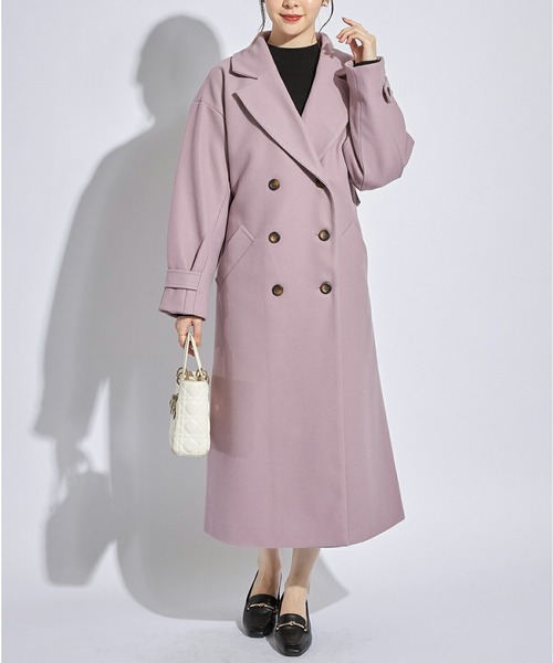 tocco closet（トッコ　クローゼット）の「ウエストりぼん付きニットモッサライトコート（トレンチコート・レディース・モカ/ラベンダー/ブラック/アイボリー・M）」の21枚目の写真