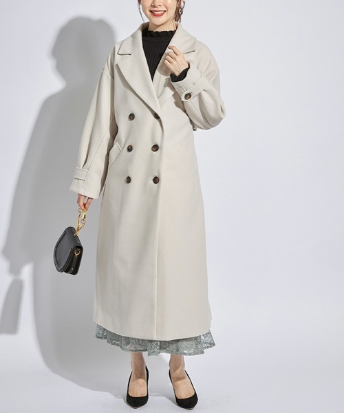 tocco closet（トッコ　クローゼット）の「ウエストりぼん付きニットモッサライトコート（トレンチコート・レディース・モカ/ラベンダー/ブラック/アイボリー・M）」の5枚目の写真