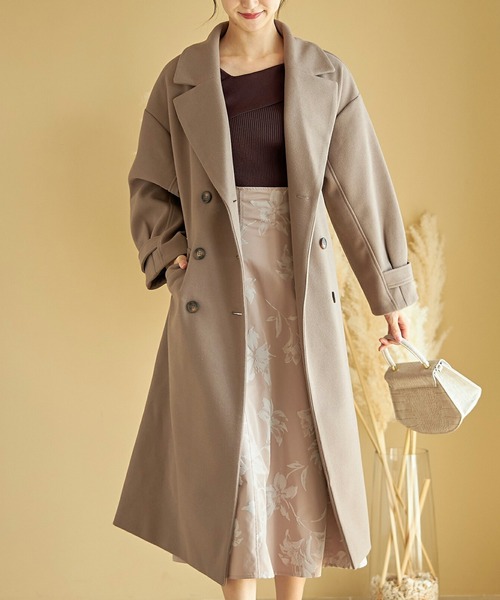 tocco closet（トッコ　クローゼット）の「ウエストりぼん付きニットモッサライトコート（トレンチコート・レディース・モカ/ラベンダー/ブラック/アイボリー・M）」の16枚目の写真