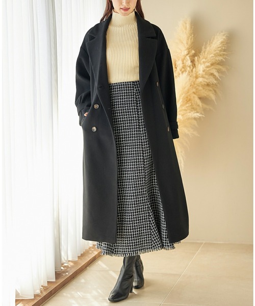 tocco closet（トッコ　クローゼット）の「ウエストりぼん付きニットモッサライトコート（トレンチコート・レディース・モカ/ラベンダー/ブラック/アイボリー・M）」の10枚目の写真