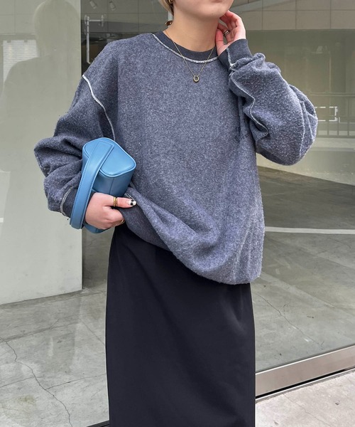 CAPRICIEUX LE'MAGE（カプリシューレマージュ）の「裏使いプリントスエット（スウェット・レディース・ブラック/マスタード/ホワイト・LARGE）」の14枚目の写真