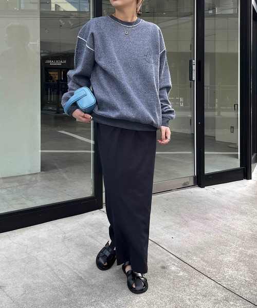 CAPRICIEUX LE'MAGE（カプリシューレマージュ）の「裏使いプリントスエット（スウェット・レディース・ブラック/マスタード/ホワイト・LARGE）」の9枚目の写真