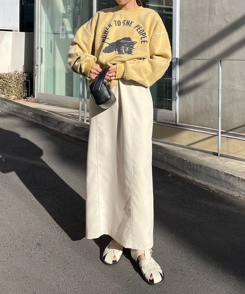 CAPRICIEUX LE'MAGE（カプリシューレマージュ）の「裏使いプリントスエット（スウェット・レディース・ブラック/マスタード/ホワイト・LARGE）」の10枚目の写真