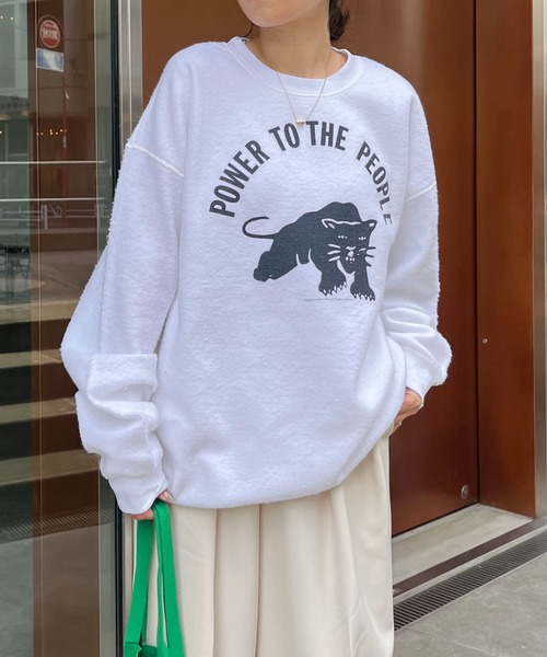 CAPRICIEUX LE'MAGE（カプリシューレマージュ）の「裏使いプリントスエット（スウェット・レディース・ブラック/マスタード/ホワイト・LARGE）」の11枚目の写真