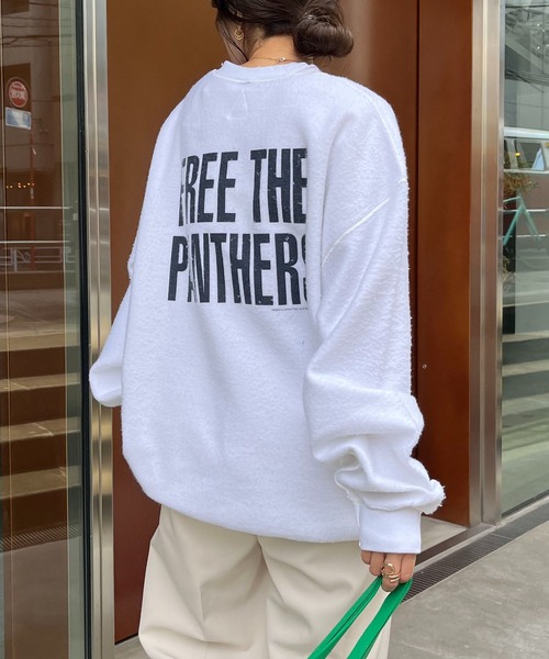 CAPRICIEUX LE'MAGE（カプリシューレマージュ）の「裏使いプリントスエット（スウェット・レディース・ブラック/マスタード/ホワイト・LARGE）」の17枚目の写真