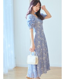 MERCURYDUO | 【かわにしみきコラボ】フラワーギャザースリーブワンピース(ワンピース)