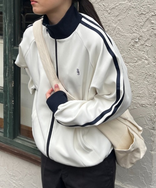 BROKEN BASE（ブロークンベース）の「ワンポイント刺繍トラックジャケット（ブルゾン・メンズ・ネイビー/アイボリー/オリーブ・MEDIUM/LARGE）」の4枚目の写真