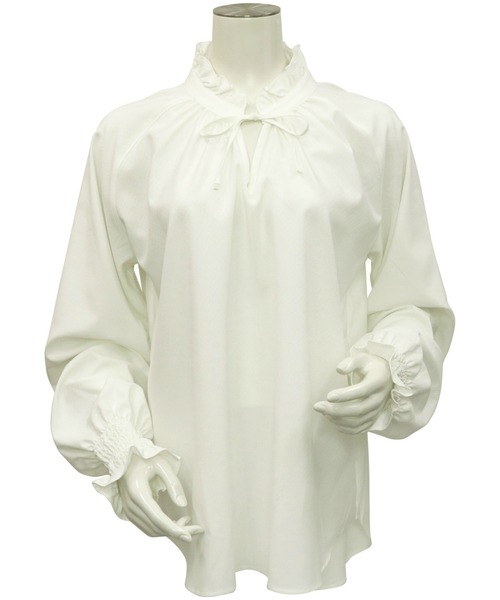 TOKYO SHIRTS(トウキョウシャツ)の「COFREX フリル衿 ラグラン袖 長袖ブラウス(ビジネスシャツ・レディース・ホワイト・M/L)」の20枚目の写真