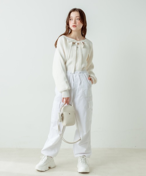 OLIVE des OLIVE(オリーブデオリーブ)の「マルチWAYリボンボレロ(カーディガン/ボレロ・レディース・ピンク/ブラック/オフホワイト・FREE)」の4枚目の写真