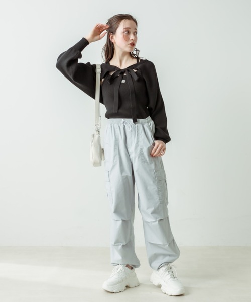 OLIVE des OLIVE(オリーブデオリーブ)の「マルチWAYリボンボレロ(カーディガン/ボレロ・レディース・ピンク/ブラック/オフホワイト・FREE)」の18枚目の写真