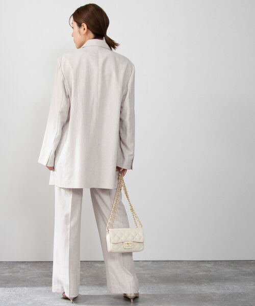 NOLLEY’S(ノーリーズ)の「五明祐子さん着用 ◇【WEB限定】POLY・LINEN マニッシュテーラージャケット(テーラードジャケット・レディース・グレー系その他4/ベージュ・FREE)」の18枚目の写真