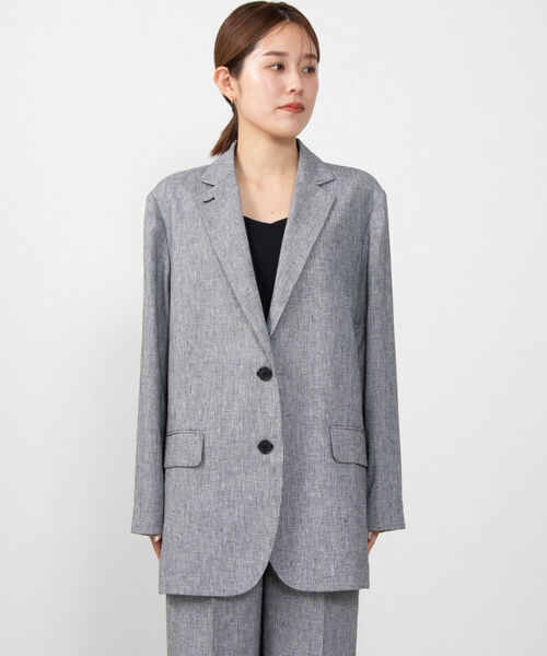 NOLLEY’S(ノーリーズ)の「五明祐子さん着用 ◇【WEB限定】POLY・LINEN マニッシュテーラージャケット(テーラードジャケット・レディース・グレー系その他4/ベージュ・FREE)」の15枚目の写真