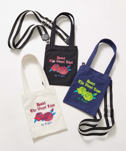 X-girl（エックスガール）の「ROSE 2WAY MINI CANVAS TOTE BAG