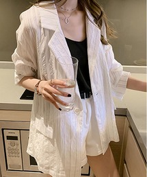 オーバーサイズ ストライプ ジャケット