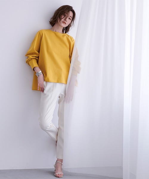 UR'S(ユアーズ)の「ロングカフスシンプルブラウス(シャツ/ブラウス・レディース・ピンク/カーキ/ネイビー/マスタード・S/M/L)」の9枚目の写真