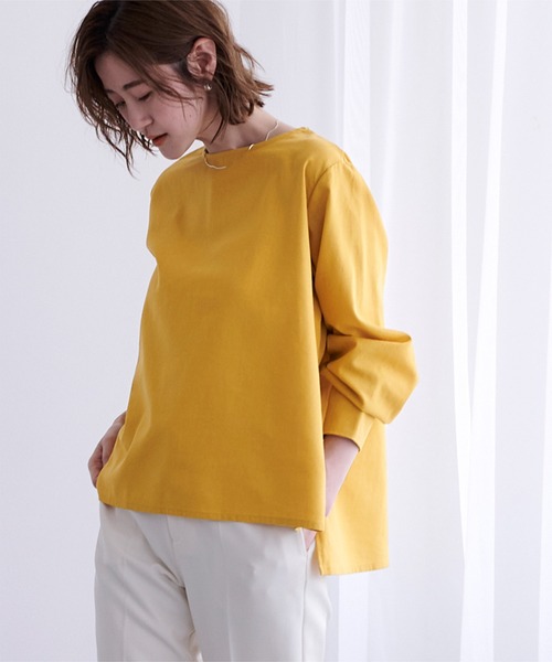 UR'S(ユアーズ)の「ロングカフスシンプルブラウス(シャツ/ブラウス・レディース・ピンク/カーキ/ネイビー/マスタード・S/M/L)」の6枚目の写真