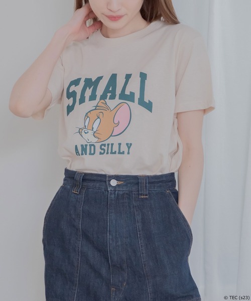Tom&Jerry(トムアンドジェリー)の「【公式】トムとジェリー 天竺半袖Tシャツ(Tシャツ/カットソー・レディース・サックスブルー/カーキ/ベージュ/ダークグレー・M/L)」の1枚目の写真