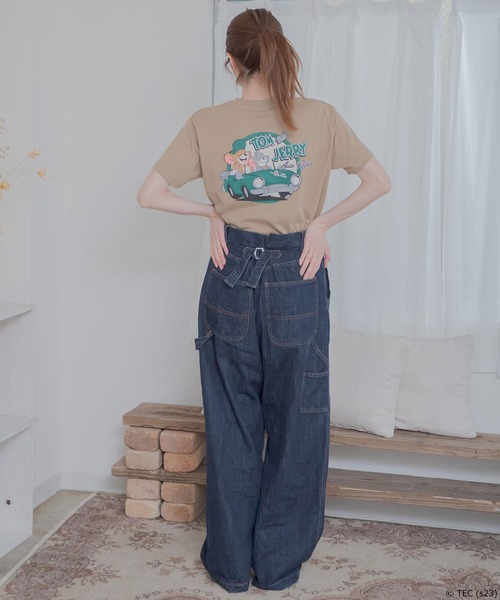 Tom&Jerry(トムアンドジェリー)の「【公式】トムとジェリー 天竺半袖Tシャツ(Tシャツ/カットソー・レディース・サックスブルー/カーキ/ベージュ/ダークグレー・M/L)」の16枚目の写真