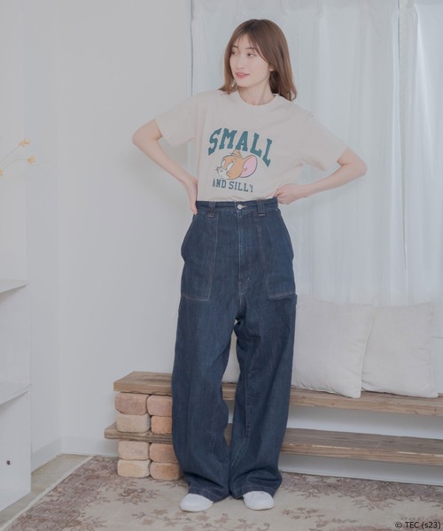 Tom&Jerry(トムアンドジェリー)の「【公式】トムとジェリー 天竺半袖Tシャツ(Tシャツ/カットソー・レディース・サックスブルー/カーキ/ベージュ/ダークグレー・M/L)」の17枚目の写真
