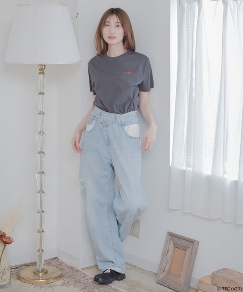 Tom&Jerry(トムアンドジェリー)の「【公式】トムとジェリー 天竺半袖Tシャツ(Tシャツ/カットソー・レディース・サックスブルー/カーキ/ベージュ/ダークグレー・M/L)」の20枚目の写真