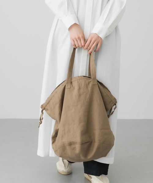 かぐれ（カグレ）の「リネンキンチャクバッグ（ショルダーバッグ・レディース・ベージュ/ブラック/ベージュ系その他・FREE）」の9枚目の写真