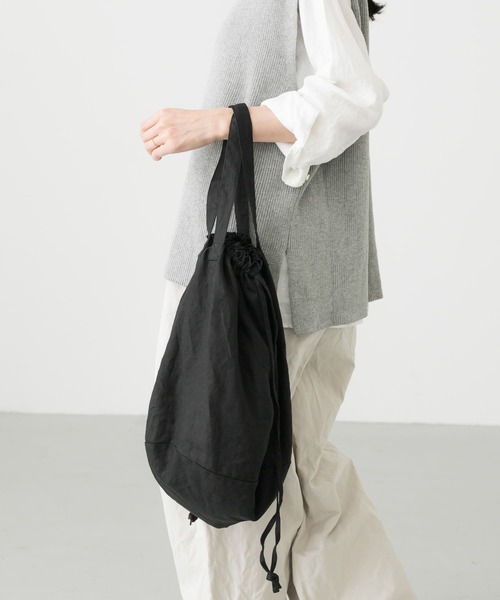 かぐれ（カグレ）の「リネンキンチャクバッグ（ショルダーバッグ・レディース・ベージュ/ブラック/ベージュ系その他・FREE）」の11枚目の写真