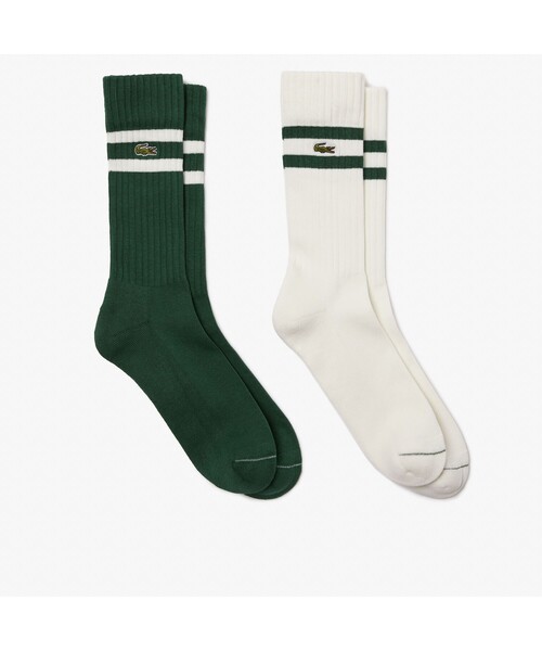 LACOSTE（ラコステ）の「トップボーダーロングソックス2P（ソックス/靴下・メンズ・ダークグリーン・27.0cm）」の2枚目の写真