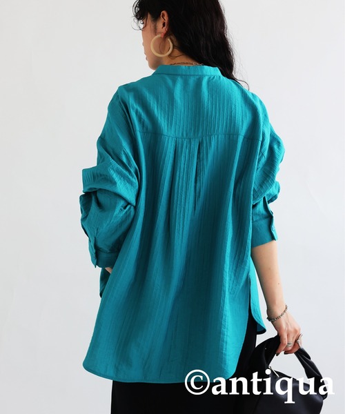 antiqua(アンティカ)の「スタンドカラーシャツ(シャツ/ブラウス・レディース・ブラック/ホワイト/ターコイズブルー・FREE)」の18枚目の写真