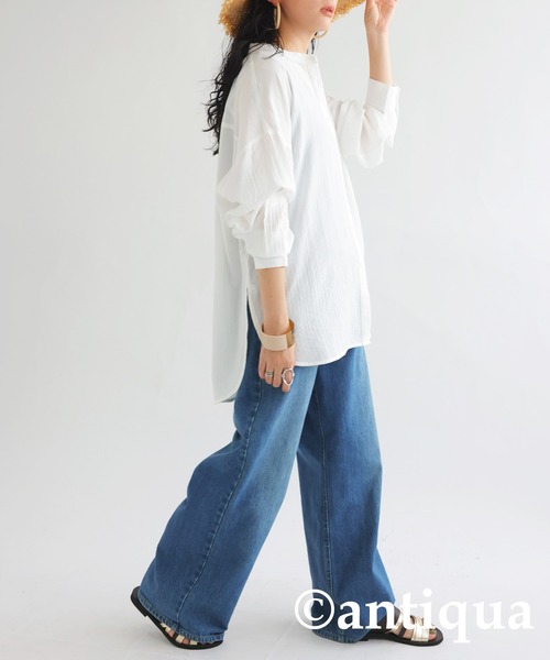 antiqua(アンティカ)の「スタンドカラーシャツ(シャツ/ブラウス・レディース・ブラック/ホワイト/ターコイズブルー・FREE)」の16枚目の写真