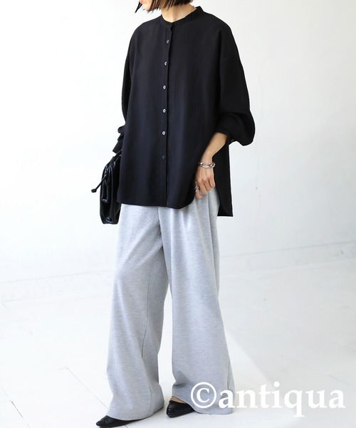 antiqua(アンティカ)の「スタンドカラーシャツ(シャツ/ブラウス・レディース・ブラック/ホワイト/ターコイズブルー・FREE)」の5枚目の写真