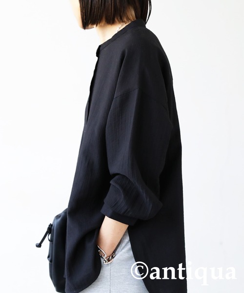 antiqua(アンティカ)の「スタンドカラーシャツ(シャツ/ブラウス・レディース・ブラック/ホワイト/ターコイズブルー・FREE)」の13枚目の写真