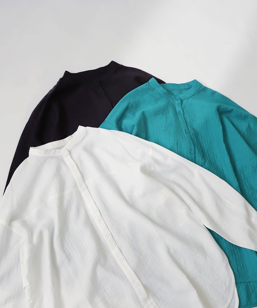 antiqua(アンティカ)の「スタンドカラーシャツ(シャツ/ブラウス・レディース・ブラック/ホワイト/ターコイズブルー・FREE)」の22枚目の写真
