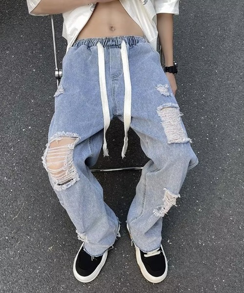 MGV（エムジーヴィー）の「クラッシュカットオフデニム（デニムパンツ・メンズ・ブルー/ホワイト/ブラック・MEDIUM/LARGE/X-LARGE）」の5枚目の写真