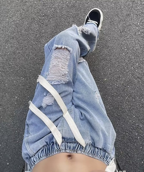 MGV（エムジーヴィー）の「クラッシュカットオフデニム（デニムパンツ・メンズ・ブルー/ホワイト/ブラック・MEDIUM/LARGE/X-LARGE）」の6枚目の写真
