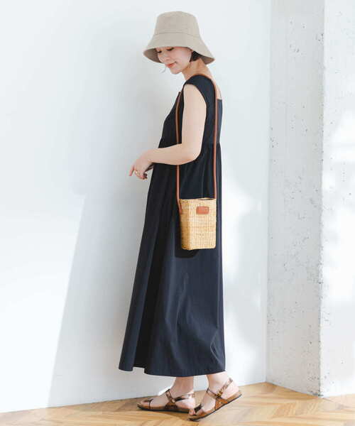 ☆美品☆Rene フレンチスリーブ 切替ギャザーワンピース ストレッチ