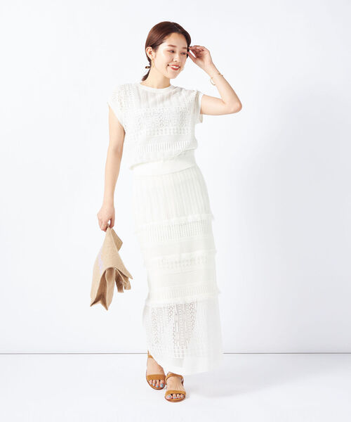 美品　NOLLEY’S Sophi 【手洗い可能】透かし編みニットスカート NOLLEY'S Sophi（ノーリーズソフィ）の「《手洗い可能