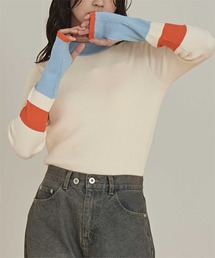 マルチ配色フィンガーリブニット