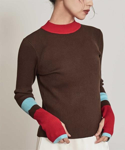 miette（ミエット）の「マルチ配色フィンガーリブニット（ニット/セーター・レディース・チャコール/ベージュ/ネイビー/ライトグレー/アイボリー/ブラック/グレー系その他/ホワイト系その他/ブラウン・FREE）」の7枚目の写真