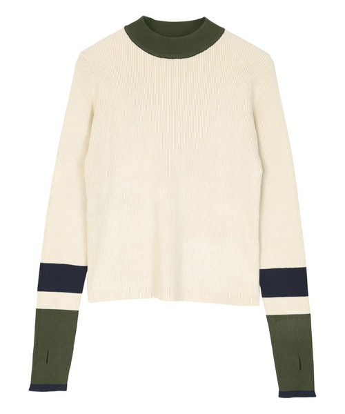 ニット セーター マルチ配色フィンガーリブニット レディース miette ニット セーター マルチ配色フィンガーリブニット