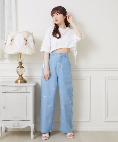 エムズグレイシー未使用刺繍がキュートなデニム40 楽天市場】デニムパンツ ジーンズ ジーパン 花柄刺繍 レディース