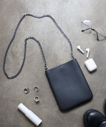 Salong hameu（サロン ハミュー）の「フェイクレザー 合皮ショルダーバッグ/チェーンバッグ メンズ レディース ユニセックス/ミニバッグ（ショルダーバッグ）」