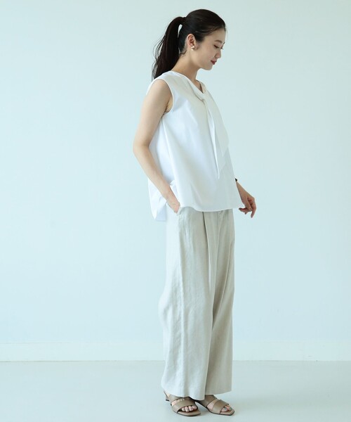 Demi-Luxe BEAMS（デミルクス ビームス）の「Demi-Luxe BEAMS / リボンタイ ノースリーブブラウス（シャツ/ブラウス・レディース・サックスブルー/ネイビー/ホワイト・ONE SIZE）」の10枚目の写真