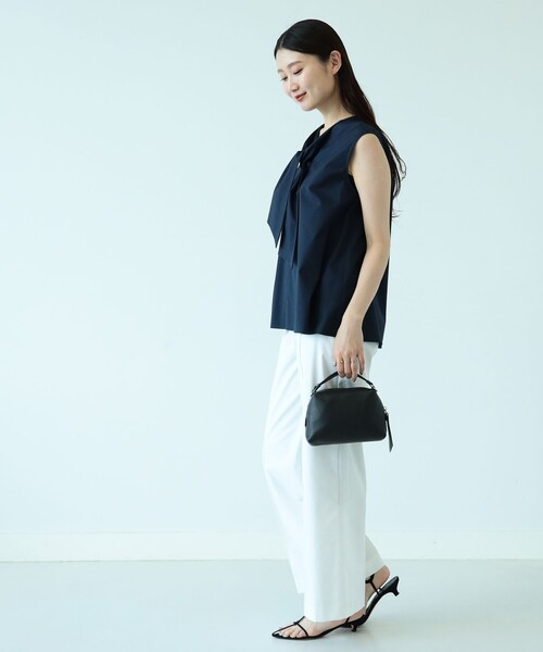 Demi-Luxe BEAMS（デミルクス ビームス）の「Demi-Luxe BEAMS / リボンタイ ノースリーブブラウス（シャツ/ブラウス・レディース・サックスブルー/ネイビー/ホワイト・ONE SIZE）」の9枚目の写真
