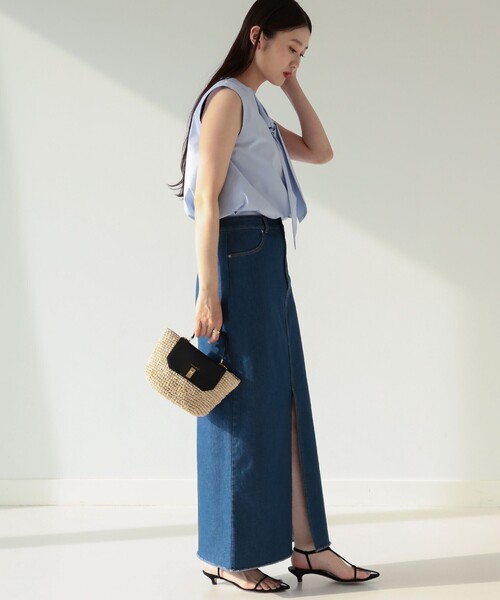 Demi-Luxe BEAMS（デミルクス ビームス）の「Demi-Luxe BEAMS / リボンタイ ノースリーブブラウス（シャツ/ブラウス・レディース・サックスブルー/ネイビー/ホワイト・ONE SIZE）」の8枚目の写真