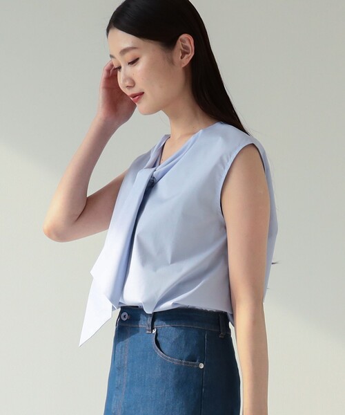 Demi-Luxe BEAMS（デミルクス ビームス）の「Demi-Luxe BEAMS / リボンタイ ノースリーブブラウス（シャツ/ブラウス・レディース・サックスブルー/ネイビー/ホワイト・ONE SIZE）」の14枚目の写真
