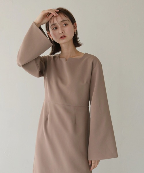 CLEIO（クレイオ）の「【CLEIO】ベルスリーブフレアロングワンピース/BELL SLEEVE FLARE LONG DRESS/293-10607（ドレス・レディース・モカ/アイボリー・FREE）」の21枚目の写真